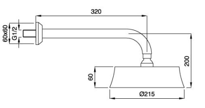 CZR-TDD1-01 Излив для душа 30 см с верхним душем D21,7 см, круглое сечение Исполнение: Хром  CZR-TDD1-01 Излив для душа 30 см с верхним душем D21,7 см, круглое сечение Исполнение: Хром