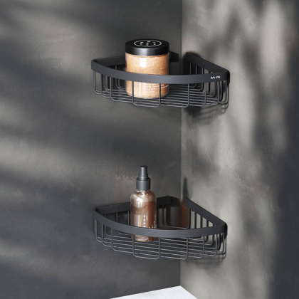 Корзина для душа Sense L угловая двухъярусная, 5,9х30х23 см, черная, A7452222