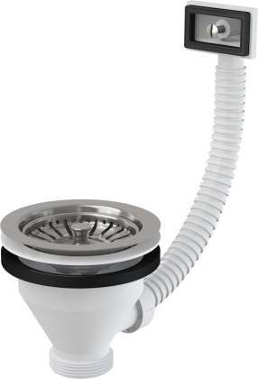 Донный клапан сифона для мойки 6/4" с нержавеющей решеткой DN115 и гофропереливом