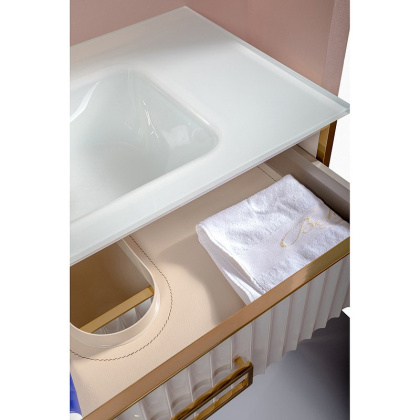 Тумба MONACO 100см h84см белая глянец + золото под раковину моноблок 866-100-WG Boheme