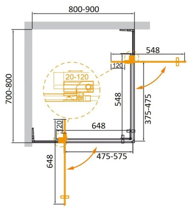 Душевой уголок Cezares SLIDER-AH-2-70/80-90/100-BR-NERO стекло бронзовое, профиль черный матовый Душевой уголок Cezares SLIDER-AH-2-70/80-90/100-BR-NERO стекло бронзовое, профиль черный матовый