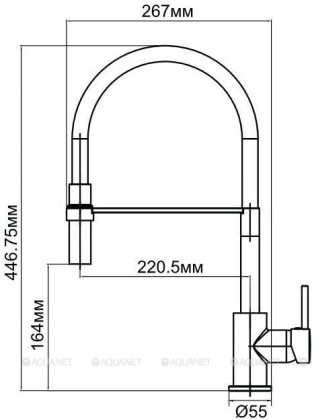Смеситель для кухни Aquanet FF6215 черный Смеситель для кухни Aquanet FF6215 черный