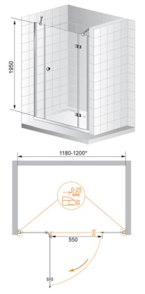 VERONA-W-B-13-100+60/60-C-Cr Душевая дверь