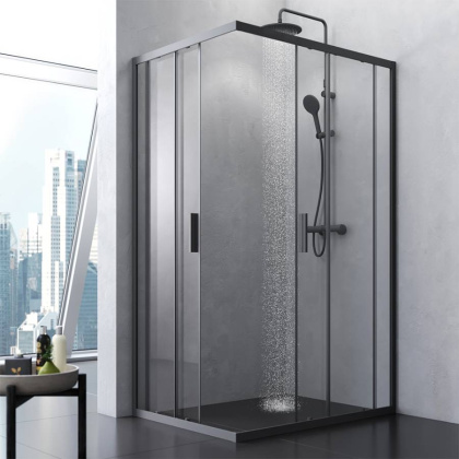W93G-404-120290-BT Gem S Twin Slide 120x90. Душевое ограждение,120x90, профиль Черный мат., стекло п