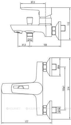 Смеситель для ванны с душем Aquanet Logic AF320-20С Смеситель для ванны с душем Aquanet Logic AF320-20С