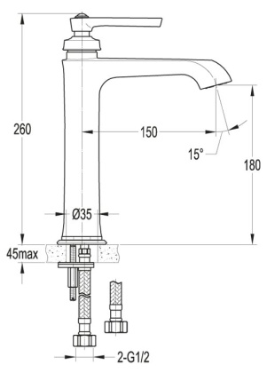 LIBERTY-F-LC-01-W0 Смеситель для накладных раковин без донного клапана, хром