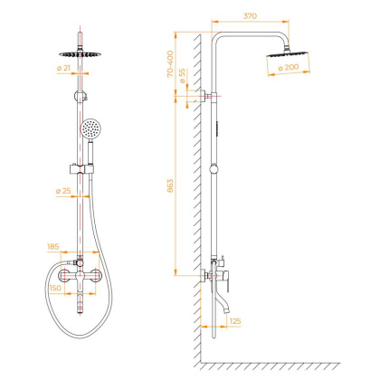 Душевая стойка RGW SP-24-B Черный Головной душ/Смеситель (Ручной душ.Шланг 1,5 м.) Душевая стойка RGW SP-24-B Черный Головной душ/Смеситель (Ручной душ.Шланг 1,5 м.)