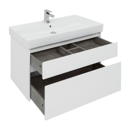 Тумба под раковину Aquanet Nova Lite 100 (SLIM SYNERGY) белый, 2 ящика