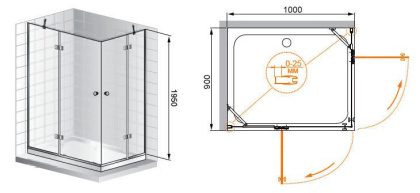 VERONA-W-AH-2-120/100-P-Cr-L Душевой уголок