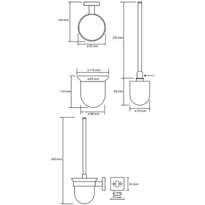 Ёршик, подвесной (стекло), щётка белая