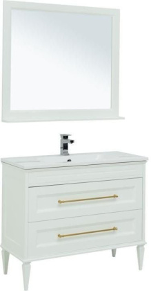 Мебель для ванной Aquanet Бостон М 100 белый (ручки золото) (лит. мрамор)