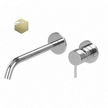 LEAF-BLI2-L-PR Смеситель для раковины встраиваемый однорычажный, на два отверстия, длина излива 23 см, исполнение Sunrise PVD