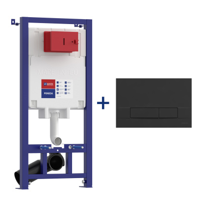 Комплект 2в1: Инсталляция Lemark PENEDA для унитазов с кнопкой смыва BIT чёрный матовый Soft touch Комплект 2в1: Инсталляция Lemark PENEDA для унитазов с кнопкой смыва BIT чёрный матовый Soft touch
