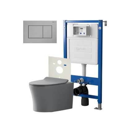 Сет: Система инсталляции Point Элемент для подвесного унитаза PN45120 + Клавиша смыва для инсталляции Point Ника, нержавеющая сталь, сталь брашированная, PN44081SB + Унитаз подвесной Point Вега безободковый, сер мат, PN41711GM Сет: Система инсталляции Point Элемент для подвесного унитаза PN45120 + Клавиша смыва для инсталляции Point Ника, нержавеющая сталь, сталь брашированная, PN44081SB + Унитаз подвесной Point Вега безободковый, сер мат, PN41711GM