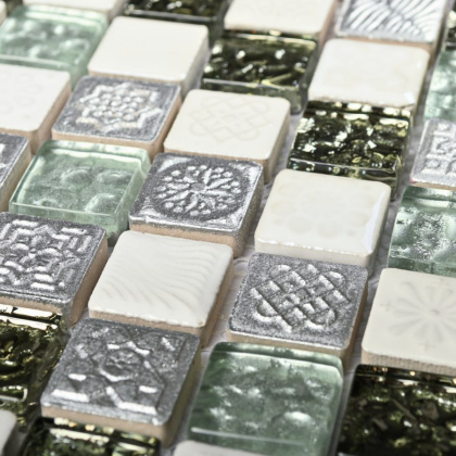 Мозаика Bali Bonaparte серебряная 30см*30см*8мм (1уп/11шт/) стекло, керамика, шт