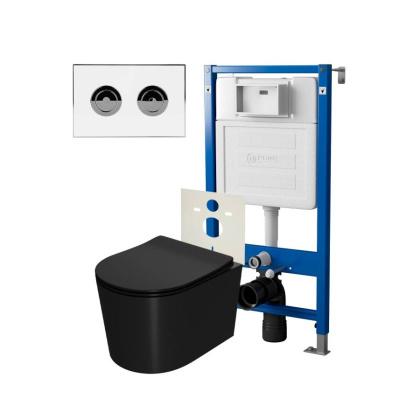 Сет: Система инсталляции пневматическая Point Элемент П для подвесного унитаза PN45121 + Клавиша смыва для пневматической инсталляции Point Венера, установка в стену, белый/хром, PN44071WC + Унитаз подвесной Point Веста безободковый, чёрн мат, PN41701BM Сет: Система инсталляции пневматическая Point Элемент П для подвесного унитаза PN45121 + Клавиша смыва для пневматической инсталляции Point Венера, установка в стену, белый/хром, PN44071WC + Унитаз подвесной Point Веста безободковый, чёрн мат, PN41701BM