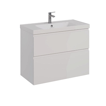 Тумба Lemark VEON 90см под 1 раковину, подвесная/напольная, 2 ящика, цвет корпуса, фасада: Белый глянец