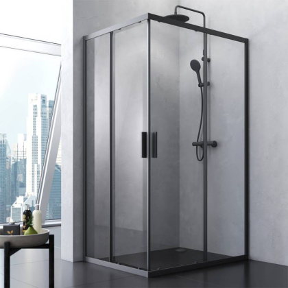 W93G-404-120290-BT Gem S Twin Slide 120x90. Душевое ограждение,120x90, профиль Черный мат., стекло п W93G-404-120290-BT Gem S Twin Slide 120x90. Душевое ограждение,120x90, профиль Черный мат., стекло п
