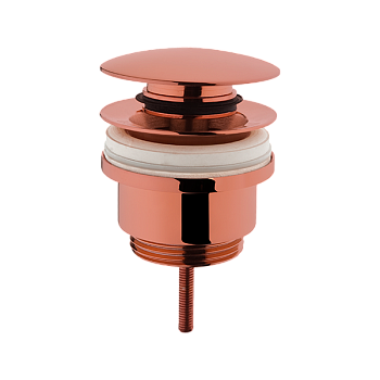 Донный клапан для раковины с переливом(нажимной), цвет медный
