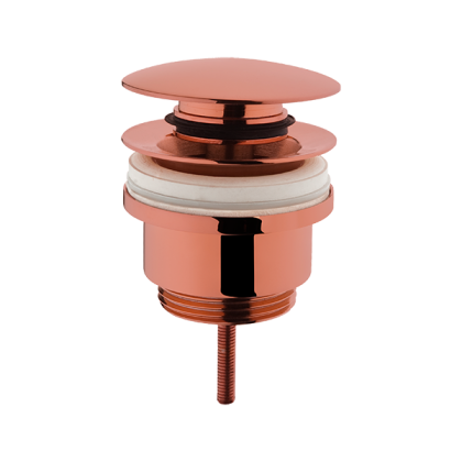 Донный клапан для раковины с переливом
(нажимной), цвет медный