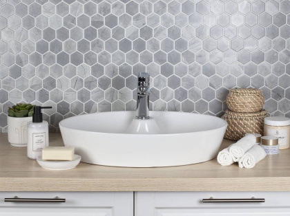 Керамическая мозаика, Hexagon Small Marble Grey Matt 51x59, Geometry