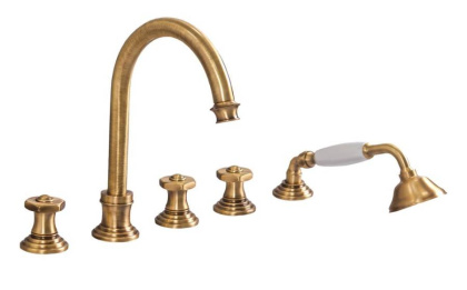 APHRODITE-BVD-01-O Смеситель на борт ванны с выдвижным душем и переключателем Исполнение: Хром, Ручки: Металл 