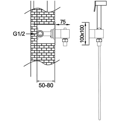 Гигиенический душ с термостатом Rose R965, хром