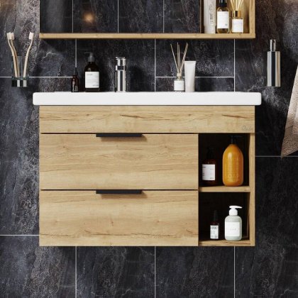 Тумба Onika Легран 80 подвесная, дуб галифакс (ум. Фостер 80 Пр.)