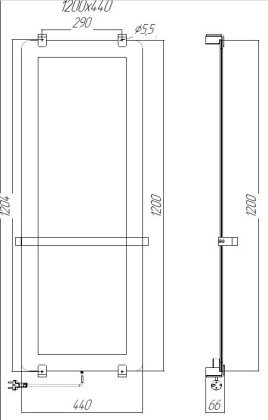 Полотенцесушитель электрический Allen Brau Infinity 120x44 с рейлингом 2.0 и креплением, черный матовый