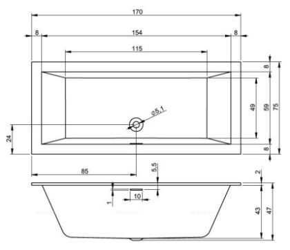 Акриловая ванна  RETHING CUBIC 170x75 R PULG&PLAY RIHO FALL Акриловая ванна  RETHING CUBIC 170x75 R PULG&PLAY RIHO FALL