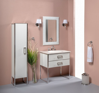 Тумба MONACO 80см h84см белая глянец + хром под раковину моноблок 866-080-WCR Boheme