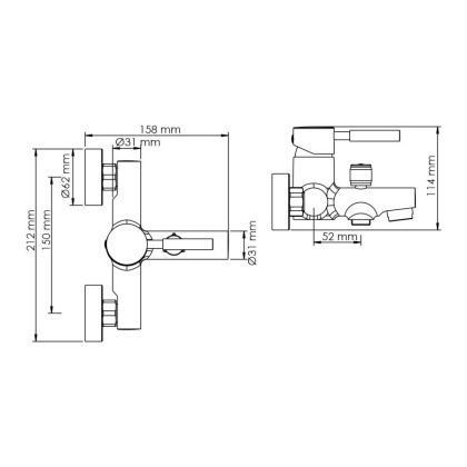 Wern 4201 Смеситель для ванны с коротким изливом Wasserkraft