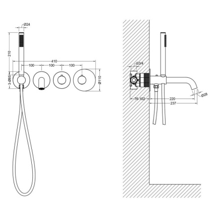 Смеситель TIMO Saona 2324/00YSM для ванны скрытого монтажа с термостатом, хром