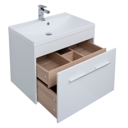 Тумба под раковину Aquanet Августа 75 белый (ручки хром)