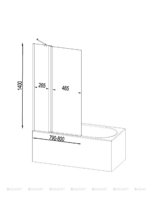 Шторка на борт ванны 80 AM.PM Gem W90BS-D3W5-140CT поворотно-складная