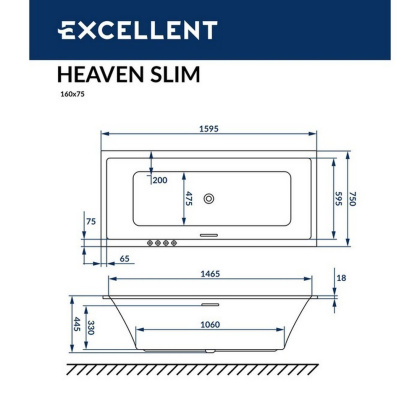 Ванна EXCELLENT Heaven Slim 160x75 "LINE" (бронза) Ванна EXCELLENT Heaven Slim 160x75 "LINE" (бронза)