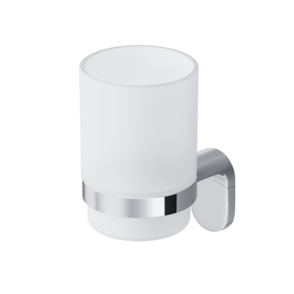 Стеклянный стакан X-Joy с настенным держателем, 11,4х6,8х9,7 см, белый, A8434300
