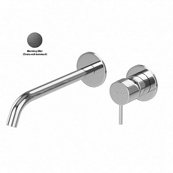 LEAF-BLI2-L-MM Смеситель для раковины встраиваемый однорычажный, на два отверстия, длина излива 23 см, исполнение Morning Mist