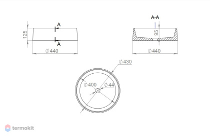 Раковина Salini GLORIA 301 1102201MRH S-Stone покраска по RAL снаружи, накладная, матовая Раковина Salini GLORIA 301 1102201MRH S-Stone покраска по RAL снаружи, накладная, матовая