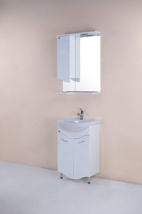 Шкаф-зеркало Onika Лайн 48 белый, правый, с подсветкой