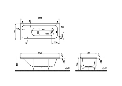 Акриловая ванна Vitra Optimum Neo 170x70