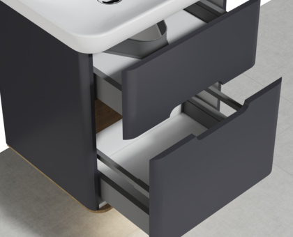 Шкаф  Sento с раковиной, с 2 ящиками, 65 см, с LED подсветкой, цвет матовый антрацит ( ножки 61069 заказываются отдельно )