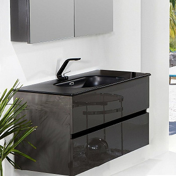 Тумба без раковины Vallessi 100*46cm АНТРАЦИТ глянец 2 полки, 837-100-A glossy Boheme