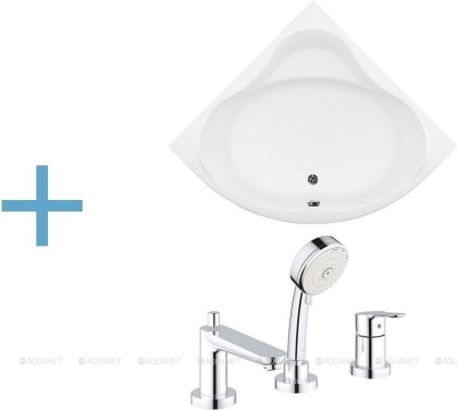 Акриловая ванна Aquanet Santiago 160x160 (каркас + смеситель Grohe BauEdge 2511700A) Акриловая ванна Aquanet Santiago 160x160 (каркас + смеситель Grohe BauEdge 2511700A)