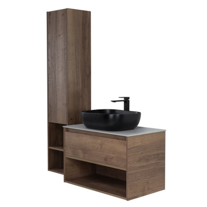 Тумба c раковиной подвесная с одним ящиком и одной открытой полкой BelBagno KRAFT 90 Bianco Opaco, раковина белая Тумба c раковиной подвесная с одним ящиком и одной открытой полкой BelBagno KRAFT 90 Bianco Opaco, раковина белая