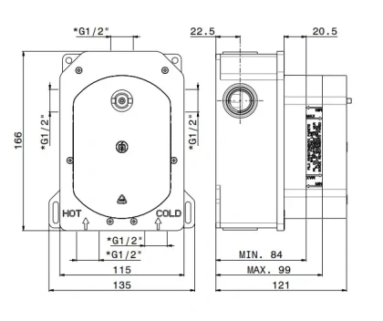 Универсальная внутренняя часть для термостатического смесителя на три потока для душа Универсальная внутренняя часть для термостатического смесителя на три потока для душа