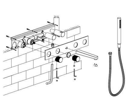 Смеситель для ванны скрытого монтажа OMNIRES CONTOUR CT8037_1CR (хром)