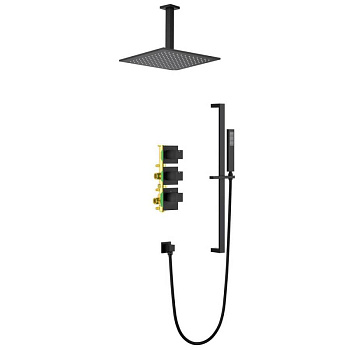 Душевая система Timo Selene SX-2229/03SM скрытого монтажа с термостатом, черная матовая