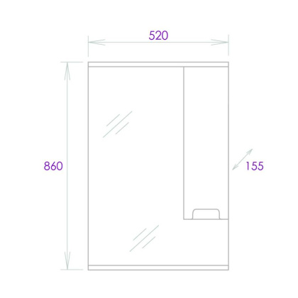Шкаф-зеркало Onika Харпер 52 белый глянцевый, правый, с подсветкой