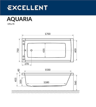 Ванна EXCELLENT Aquaria 170x75 "ULTRA" (золото) Ванна EXCELLENT Aquaria 170x75 "ULTRA" (золото)